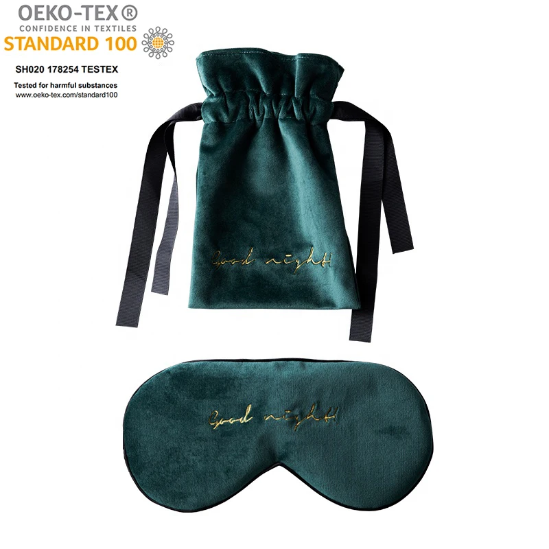
Wholesale Custom Logo Luxury Travel Eyemask Velvet Silk Sleep Mask Eye Mask With Pouch 