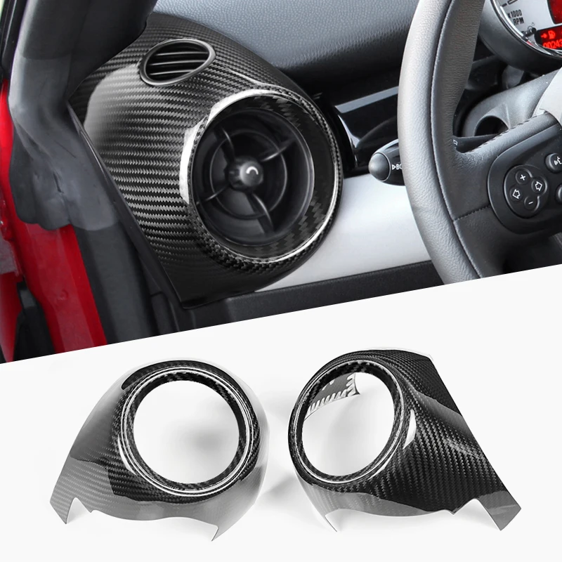 Shasha Carbon Fiber Air conditioning vent ring decorative frame Interior Accessories Decoration Cover For MINI R55 R56 R57 R58
