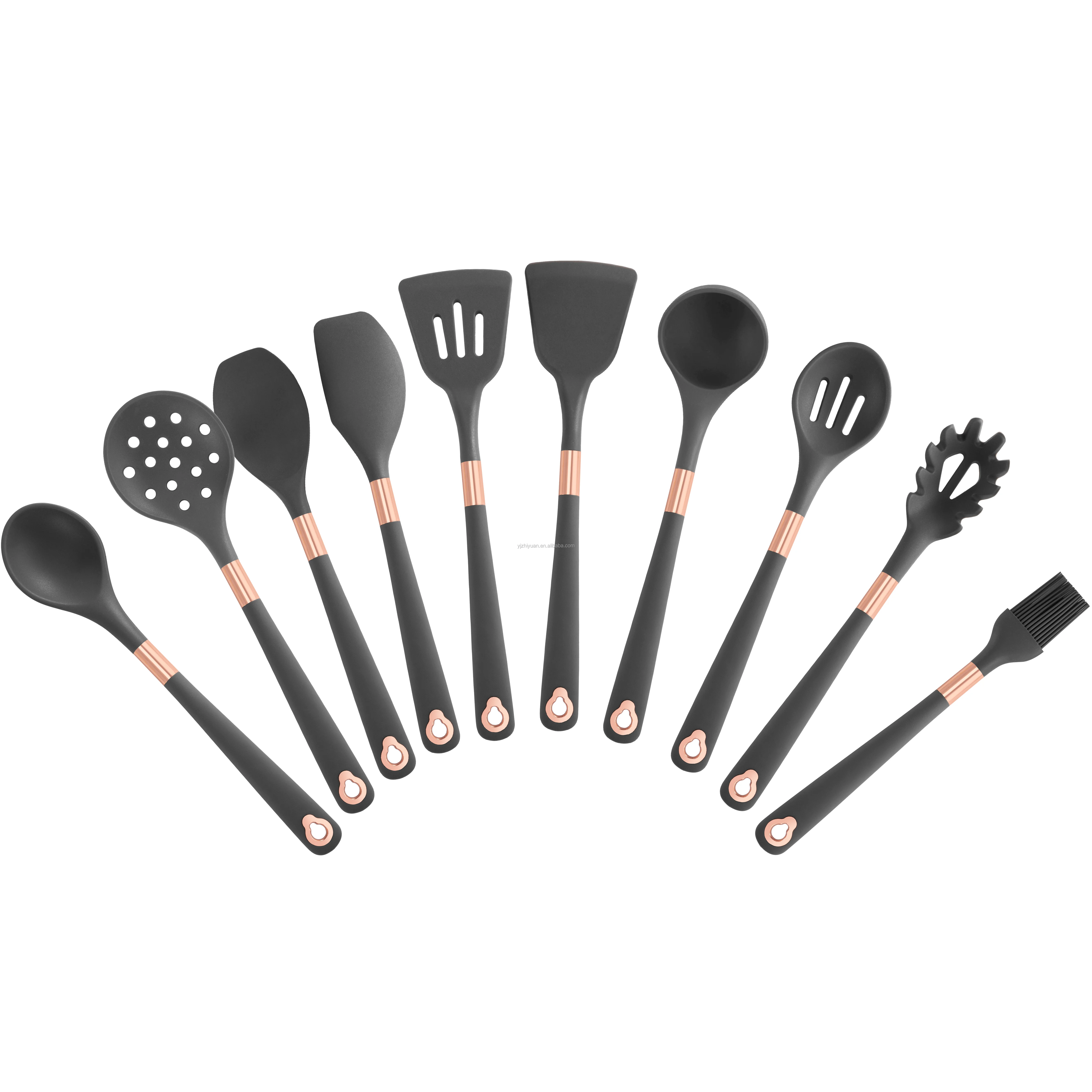 Небольшой минимальный заказ розовое золото Легкая очистка термостойкая силиконовая кухонная утварь для