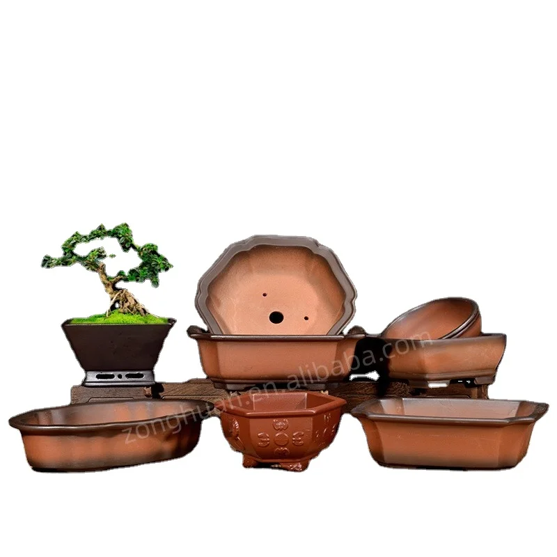 Creative New Traditional Ceramic Bonsai Pot, Chinese Yixing Bonsai Pot, Keramik flower pots planters Bonsai pots