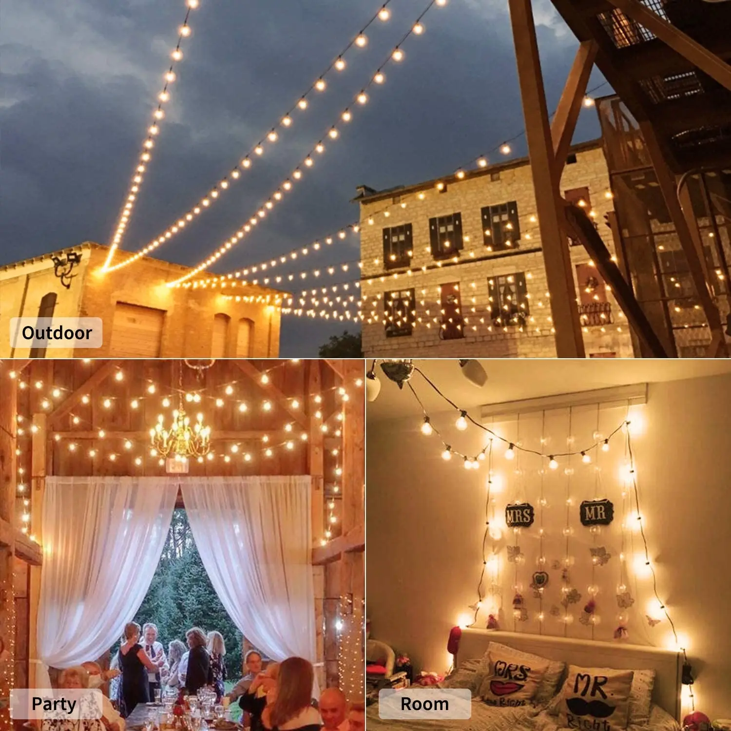 7.5M/25 LED Lights G40 Garden Garland Festoon Lights Waterproof Patio Fairy String For Outdoor Wedding Partyy Decorate