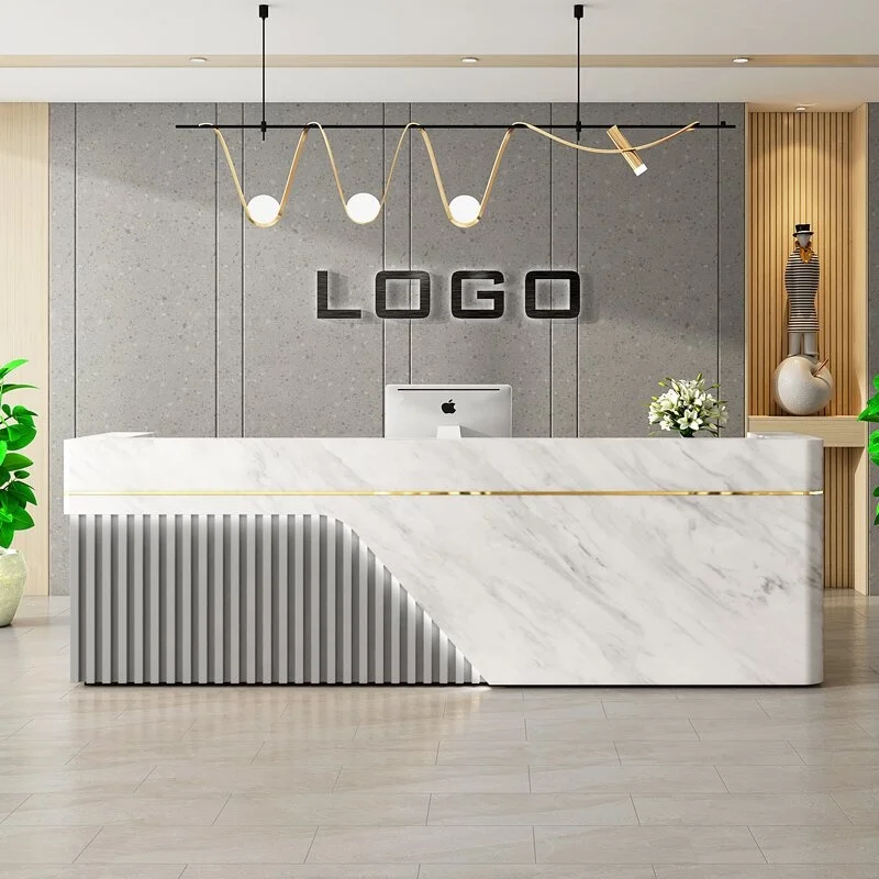 Новое поступление искусственный камень белого цвета роскошный дизайн индивидуальная стойка регистрации