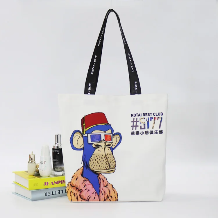 Wholesale Custom Logo Large Capacity magnet closed Women Fashion Recycled Personalized Tote Cotton Bag