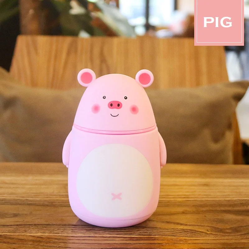 DS Portable Cute Cartoon Animal Insulation Glass Thermos Office Home Vacuum Thermos Bottle And Insulation Thermos Cups With Lid