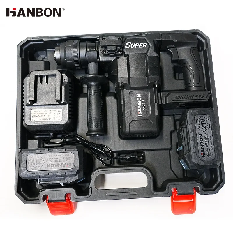21V Cordless Power Tool Li-Ion Battery Rechargeable Brushless Electric Hammers Portable Rotary Impact Hammer