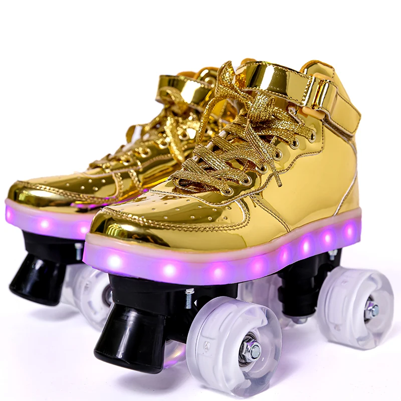 
Wholesale cross - border LED lamp shoes double wheel men and women adult children pulley shoes 