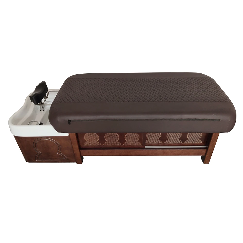
DTY luxury hair salon backwash furniture modern barber wash unit head bed massage used cheap shampoo bowl and chair 
