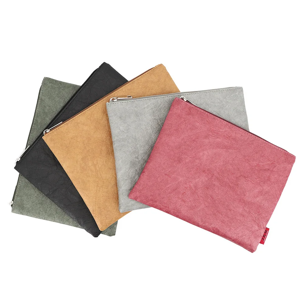 Eco Friendly tyvek Kraft Paperzipper pouch Portable Waterproof washable Travel Cosmetic pouch makeup travel bag