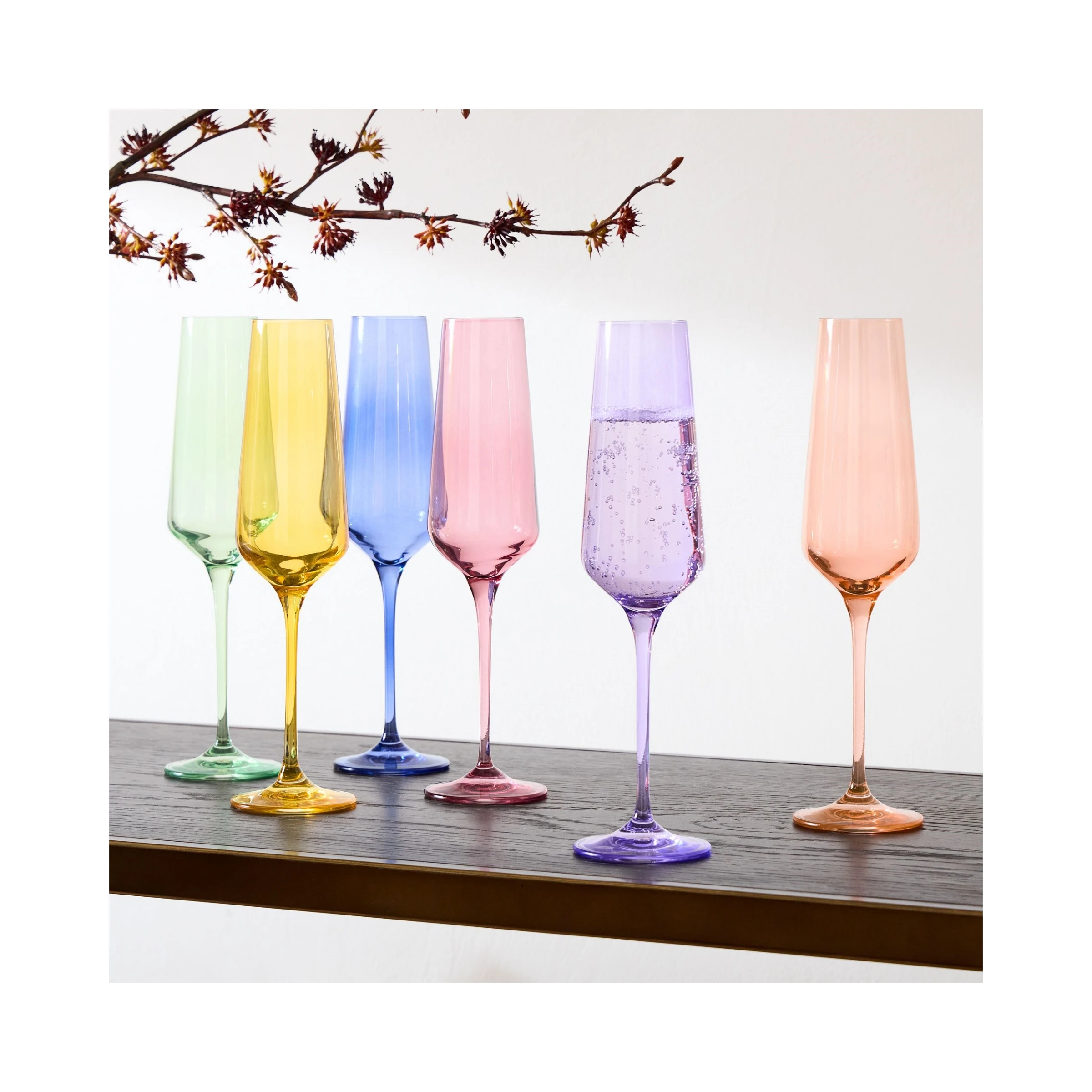 Fashion set of 2/4/6 glassware weddings for restaurant hotel crystal champagne glasses custom colored champagne glass