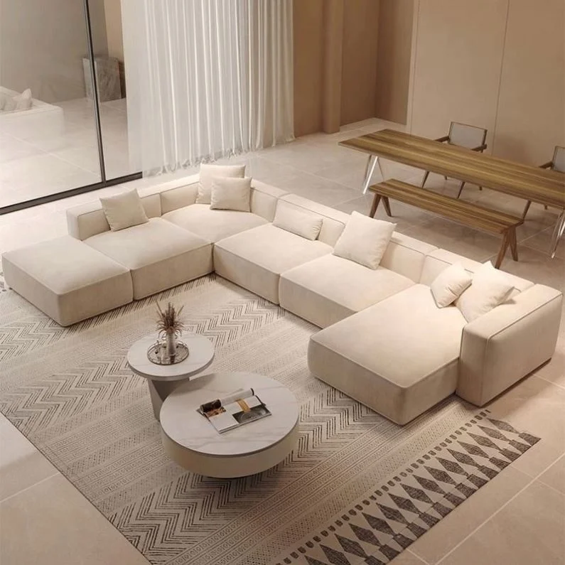 HJ HOME Velvet Fabric Canape Salon Modern Sofa L Shape Lounge Corner Sofa Couch Modular Sectional Sofa