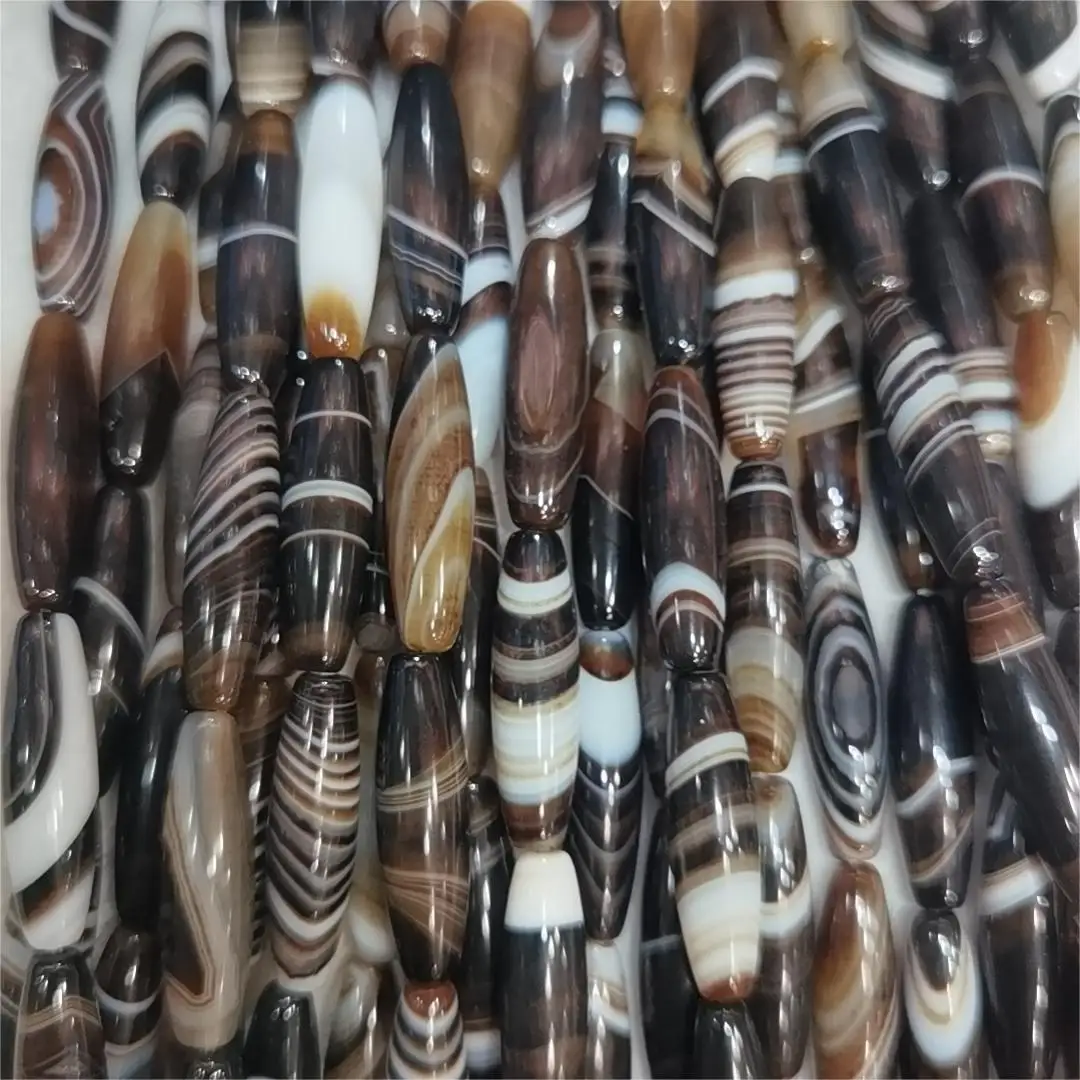 Wholesale 8*30mm Coffee Smooth Measle Shape Red Agate Beads Loose Stone Beads Bracelet Bead