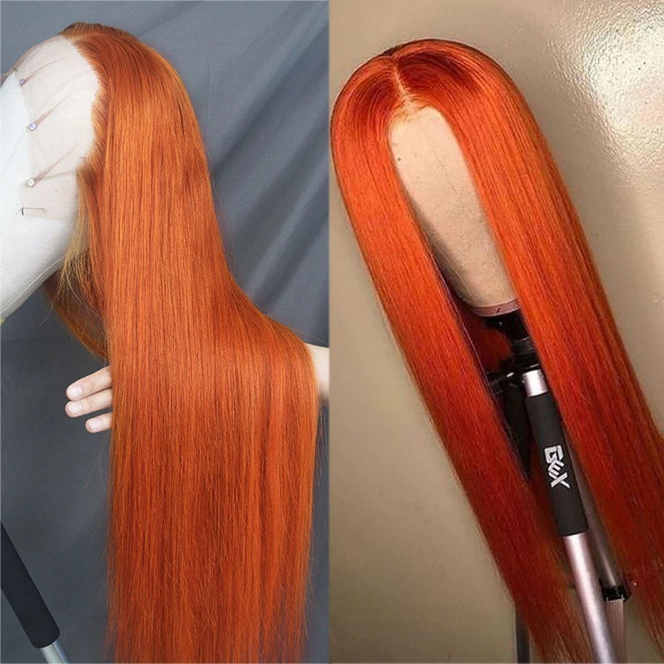 Ginger Red Orange HD Lace Front Wig , 99j Red Color Human Hair Wigs For Black Woman , Orange Color Wig Lace Front Human Hair