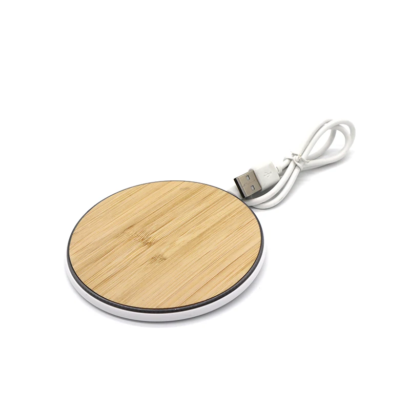 New Design 5W round Shape ABS and Bamboo Qi Wireless Phone Charger Innovative Chargers & Adapters Category