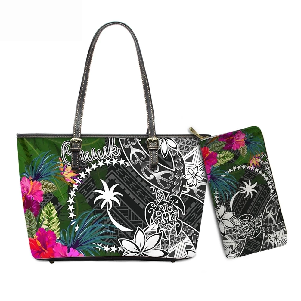 
women bags designer handbag purses set Chuuk Turtle Plumeria prints handbags for women ladies luxury famous brands leather bags 