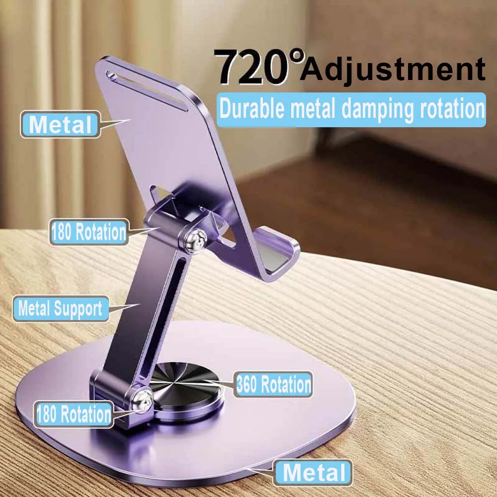 Christmas Promotion Gifts Simple Quality Stable Metal Folding 360 Rotation Desk Stand Phone Holder for All Mobile Phone Tablet
