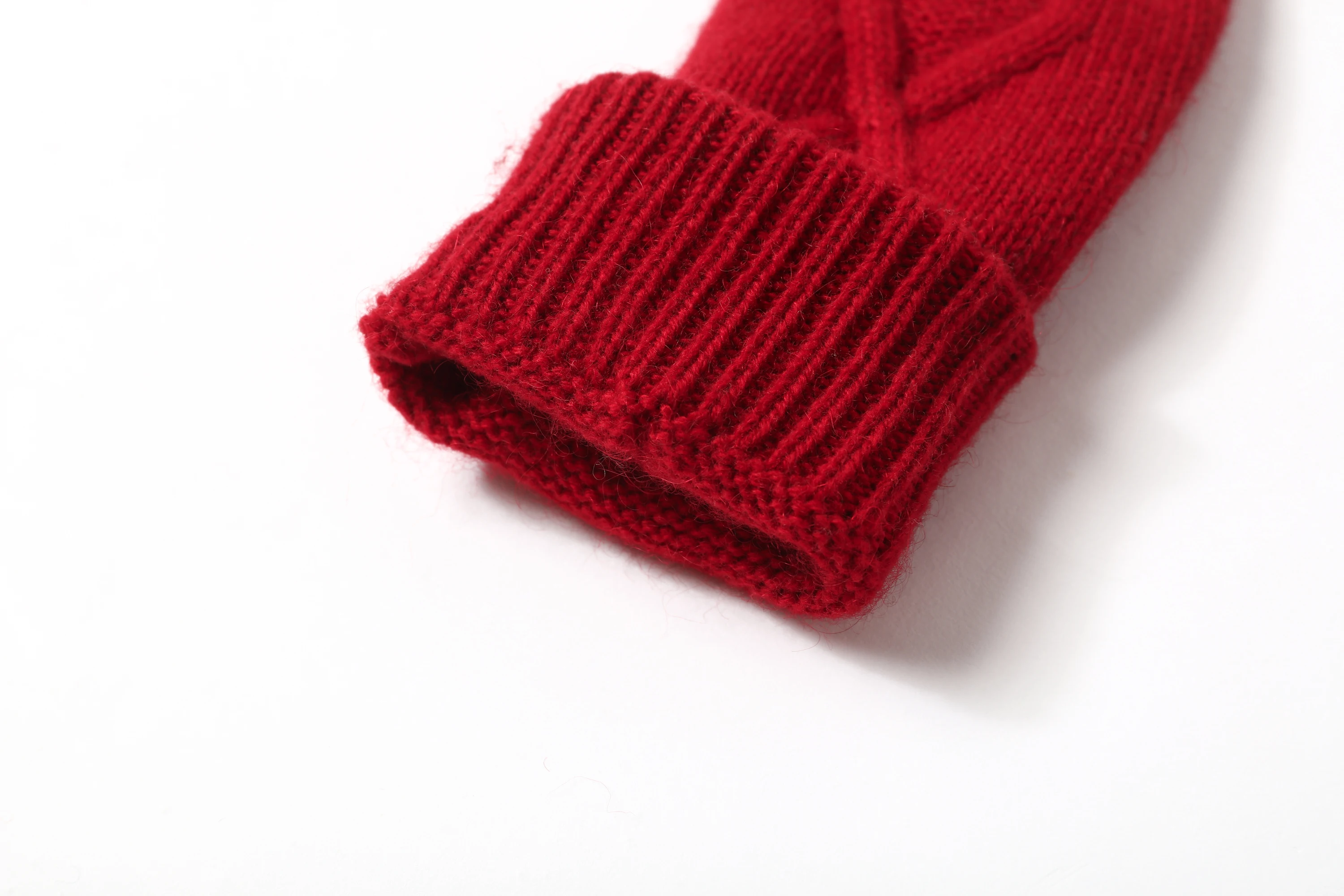 Warm Stretch Women Winter Pure Virgin Cashmere Thick Knitted Gloves Mittens