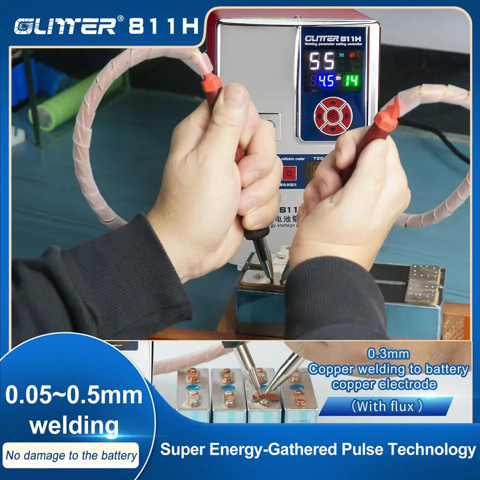 Glitter 811H 36KW/42KW 700A Spot Welder Aluminum To Copper /Nickle Battery Spot Welding Machine For Iron Lithium Battery