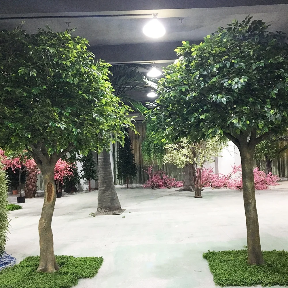 Fiberglass trunk and fabric leaves artificial big banyan trees for interior shop decoration