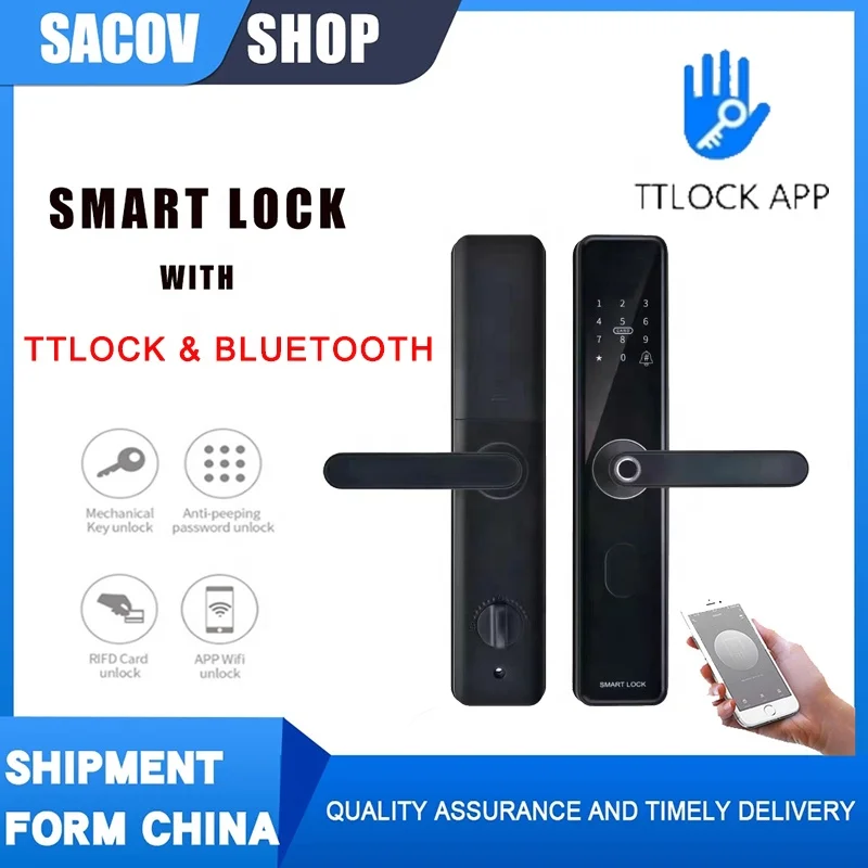 Ttlock smart lock for home security smart anti-peep digital door lock APP  triple anti-theft protection intelligent door lock