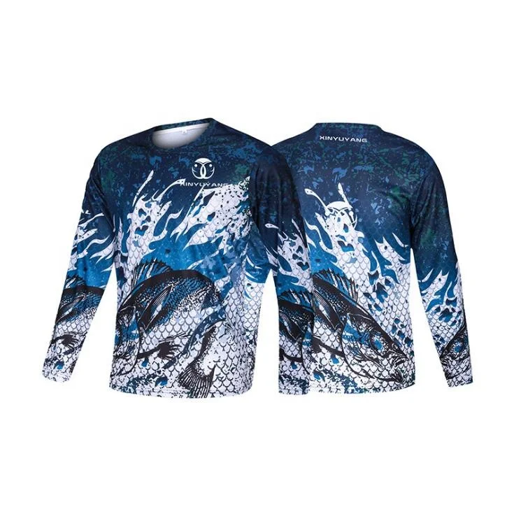 Wholesale Long Sleeve Sublimation Print Bass Fishing Jersey Design Your Own Tounament Sublimated Fishing Jersey