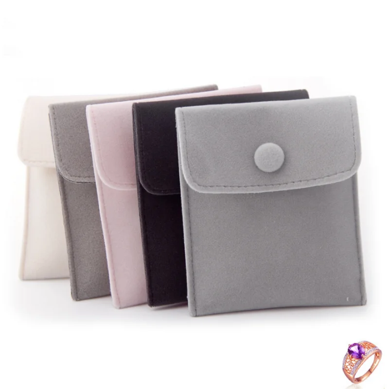 The latest high-end folding custom-made warm color flap envelope velvet suede jewelry bag necklace ring bracelet