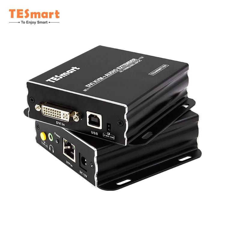 TESmart Video Transmitter and Receiver 100m Cat5e x1 with IR 1080P 3D 60Hz HDMI DVI KVM Extender