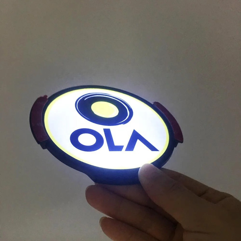 OLA Rideshare Sign, LED Light Logo Sticker Decal Glow, Wireless Decal Accessories Removable Glowing Sign For Car Taxi
