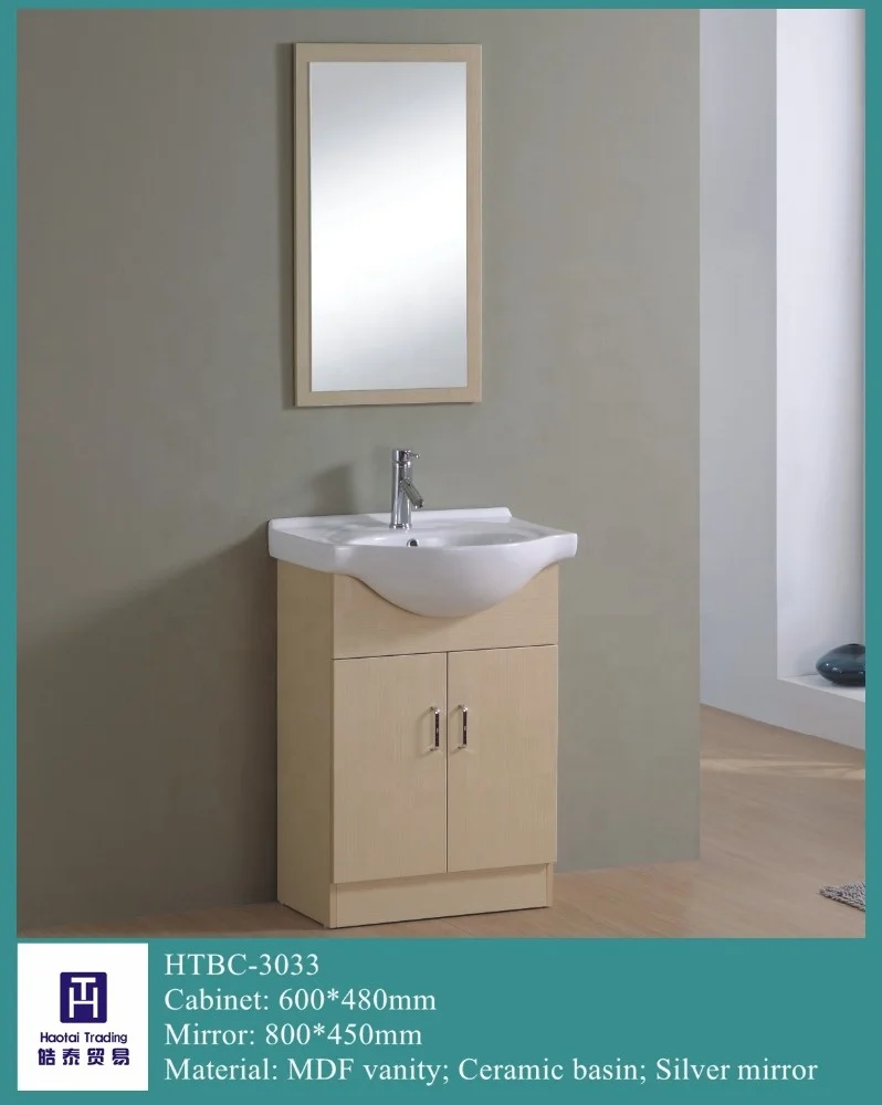 Modern Small Antique Bathroom Vanity Cabinet White Wood PVC Ceramic Countertop Mirror Wash Basin Floor Mounted Corner Design
