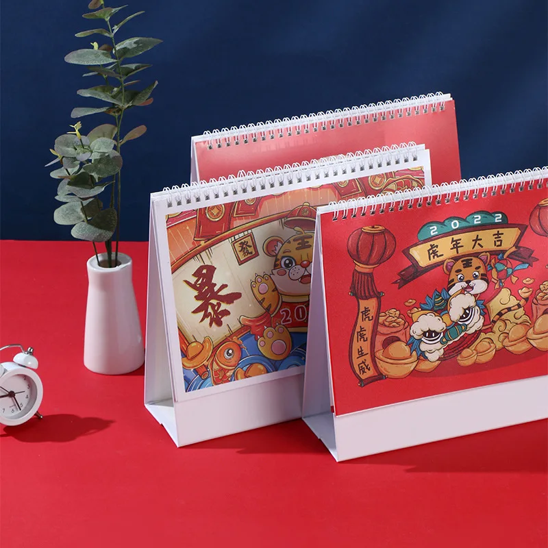 2022 Creative Simple Korean Desk Calendar Student Cute Country advent Calendar Office Paper Tiger Year Desk Calendar BG1448
