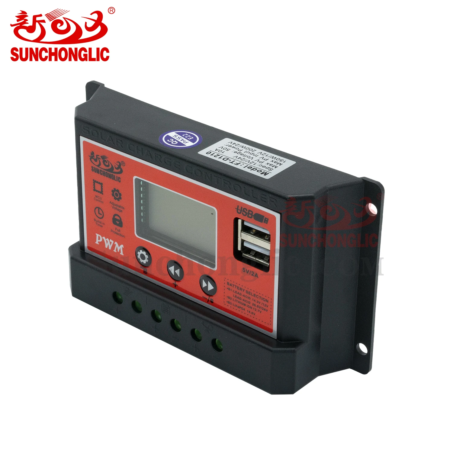 Sunchonglic factory wholesale pwm controller 12V 24V 10A 10amp manual pwm solar charge controller