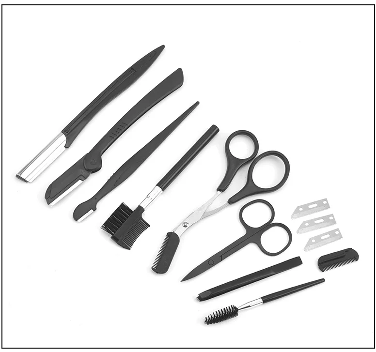 Factory Supplies Stainless Steel Makeup Eyebrow Trimming Scissors Sets With Eyebrow Clip