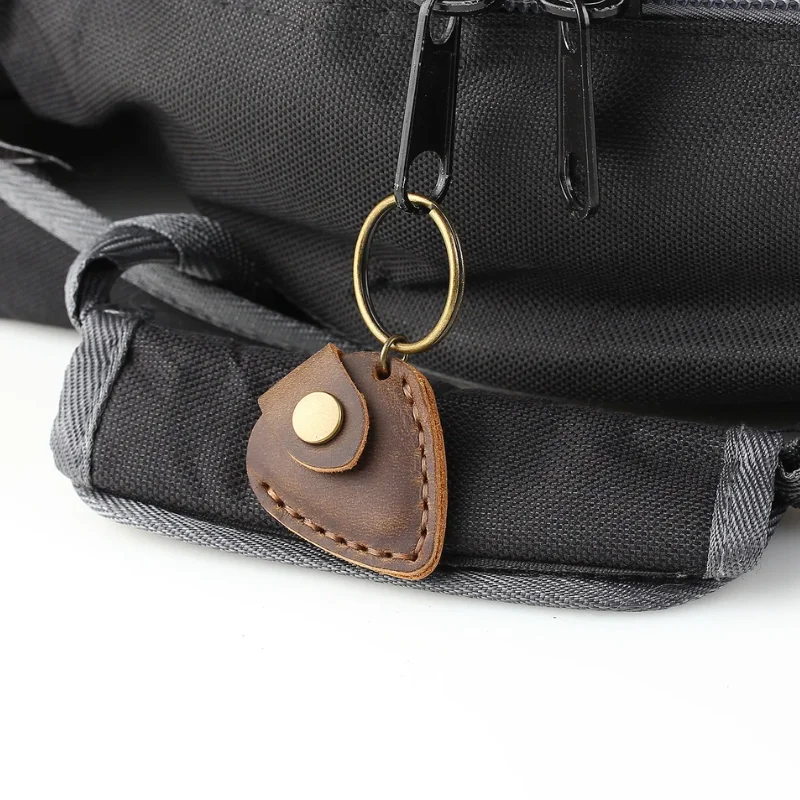 YY Stocked Genuine Leather Guitar Pick Holder Portable Guitar Pick Case Music Instrument Plectrum Cover for Musicians