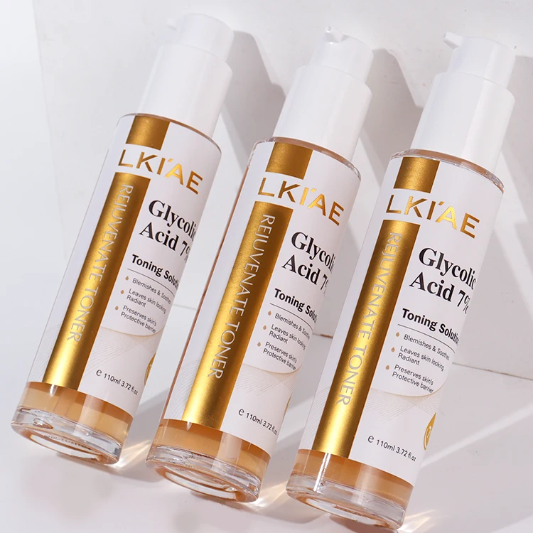 Private Label 7% Glycolic Acid AHA Exfoliating Toner Lactic Acid Witch Hazel Smoothing Pore Refining Skin Care for All Skin Type
