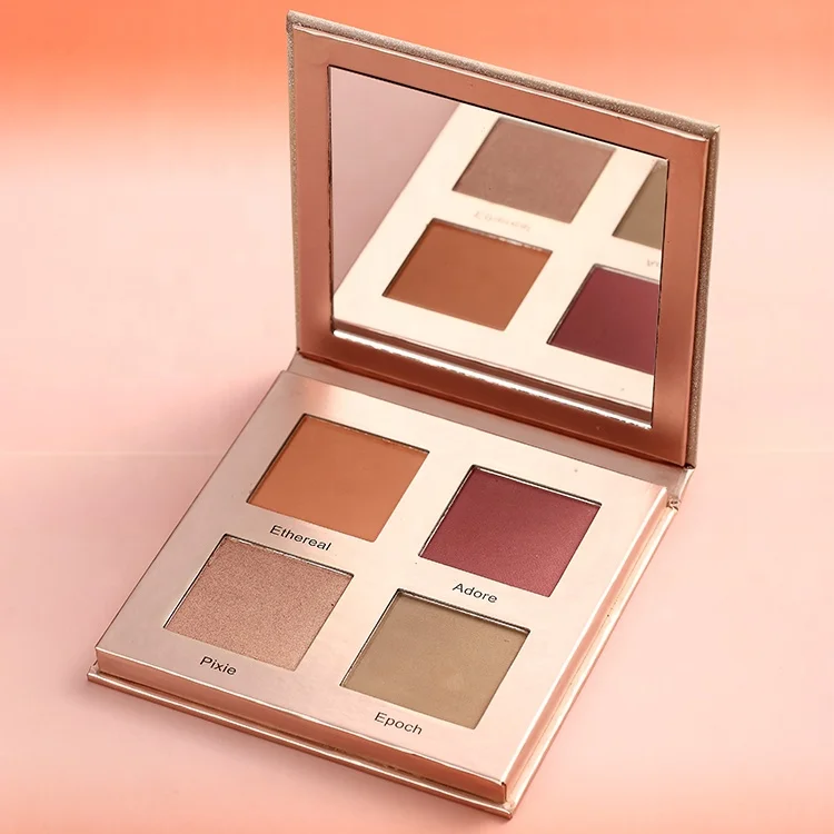 rose gold glitter illuminator  pressed vegan custom face contour blush highlighter makeup palette private label