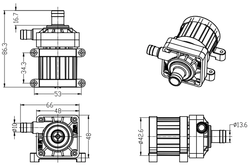 AMBOHR WP-DS3510 воздушный насос для аквариума мини водяной 12 вольт
