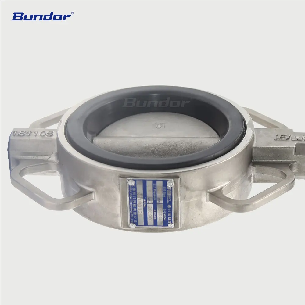 Bundor DN50-150 1.6Mpa handle operated stainless steel wafer butterfly valve