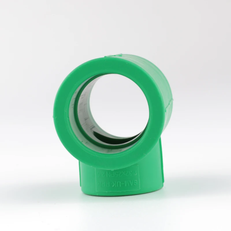 Sam-uk original batch production of green PPR tee reducing pipe fittings ppr vent pipe fittings tee