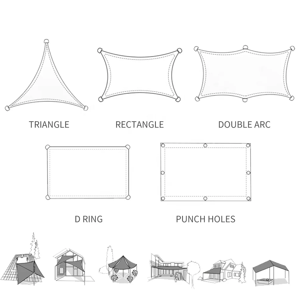 Sanjian 100% HDPE Garden Gazebo Waterproof Sun Shade Sails Awnings