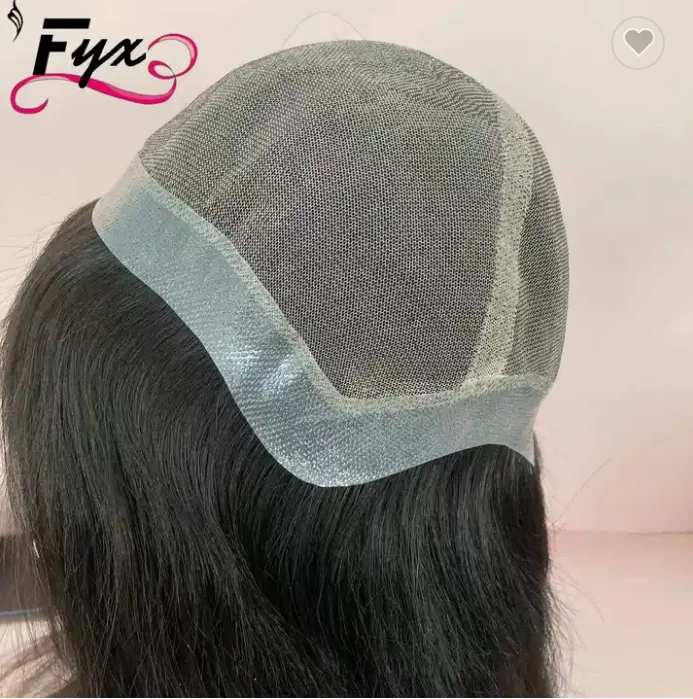 PU Around Full Hand Tied Medical Wig Human Hair Hair Replacement Wig For Alopecia Hair Loss