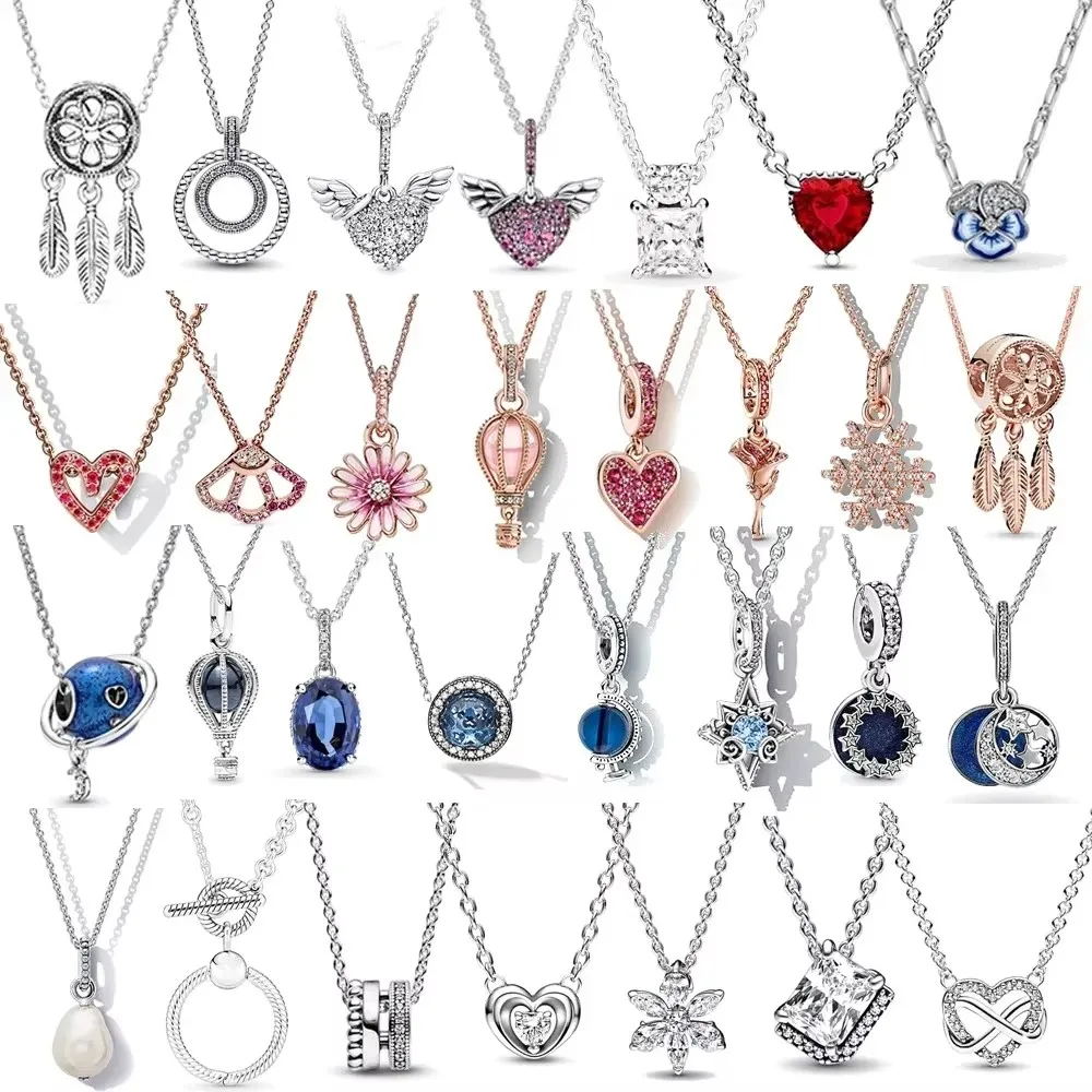 Модное ожерелье 925 стерлингового серебра Сердце многоцветный кулон подходит для оригинального iPandora Ожерелье «DIY» женские высокие ювелирные изделия «DIY» Подарки