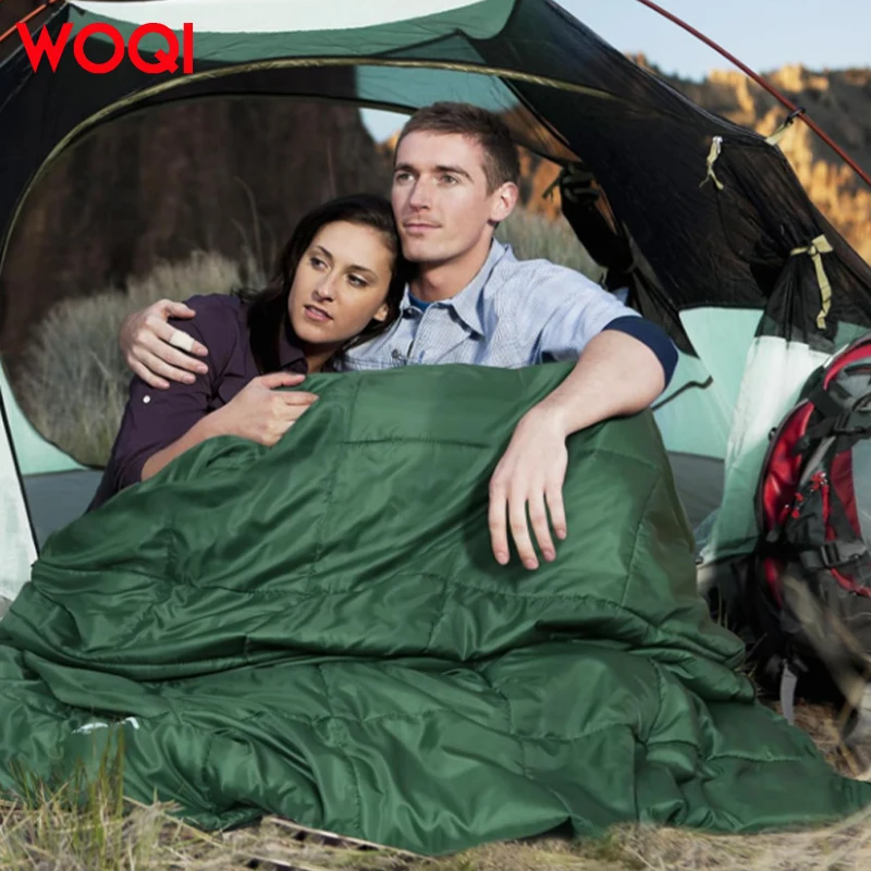 WOQI Comfortable Two-Person Sleeping Bag for All Seasons for Cold & Warm Weather Camping Hiking Backpacking