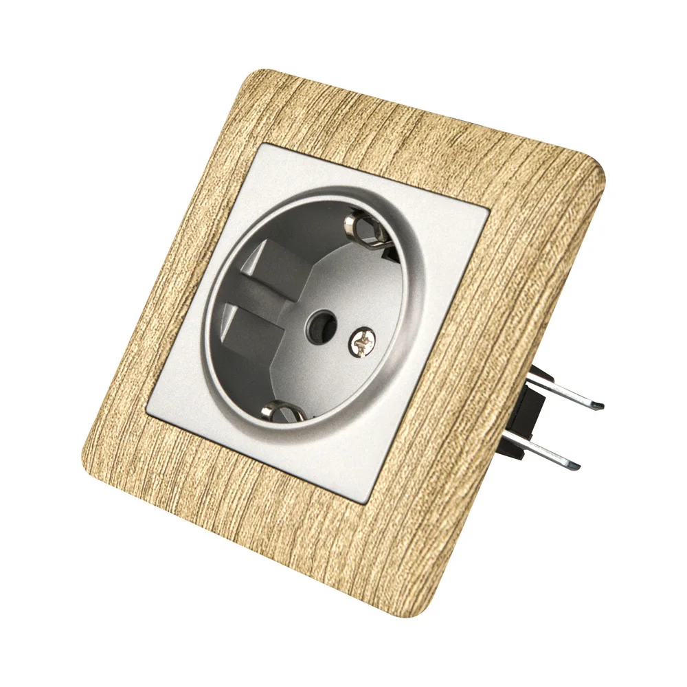 Mvava Wood Color Single European Standard Manufacturer Home 220v Wall Socket And Switch Electrical Power Wall Outlet Socket