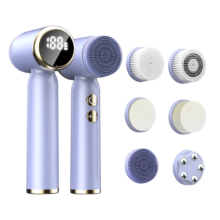 Портативная силиконовая щетка со светодиодным дисплеем для мытья лица, очиститель пор, удаление черных точек, акне, водостойкая звуковая Очищающая щетка для лица
