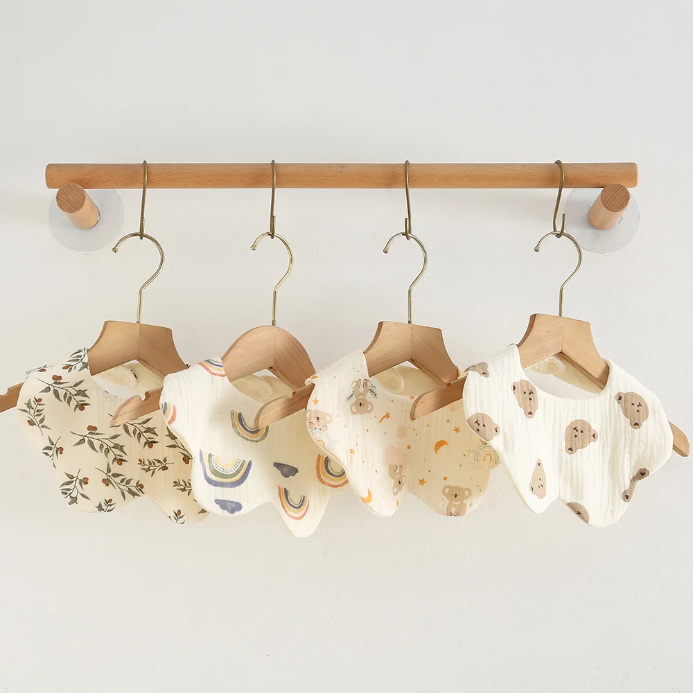 Muslin Baby Teething Bibs Lap-shoulder Cloths Bibs Baby Bandana Drool Bibs