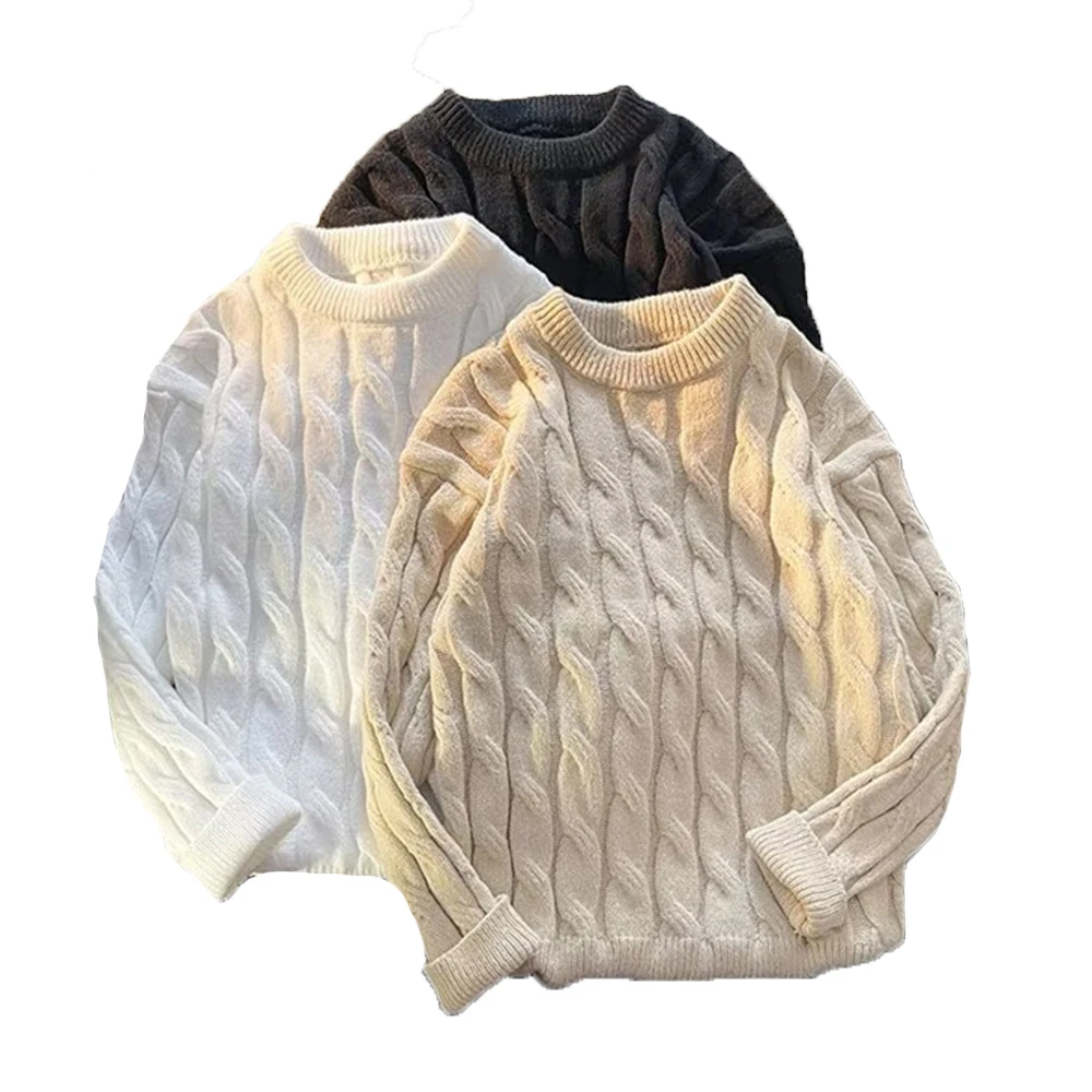 2024 Autumn Winter OEM ODM Custom Crewneck Fashion Men Sweaters Knitted Male Designer Blank Warm Pullover Knitwear Printed