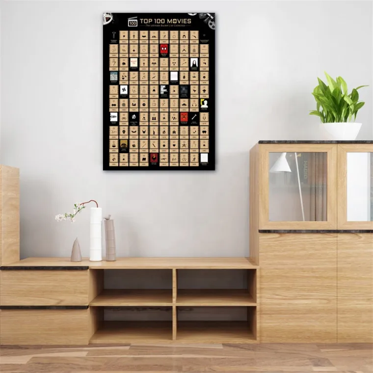 Top Gift Republic 100 Movies Bucket List Poster Greatest Essential Movies for Movies Lover