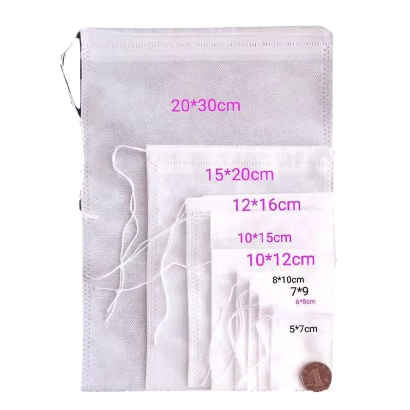 8*10 Non-Woven Drawn Lines Pull Rope Self-Styled Tea Filters Empty Tea Bags for Coffee & Tea Tools