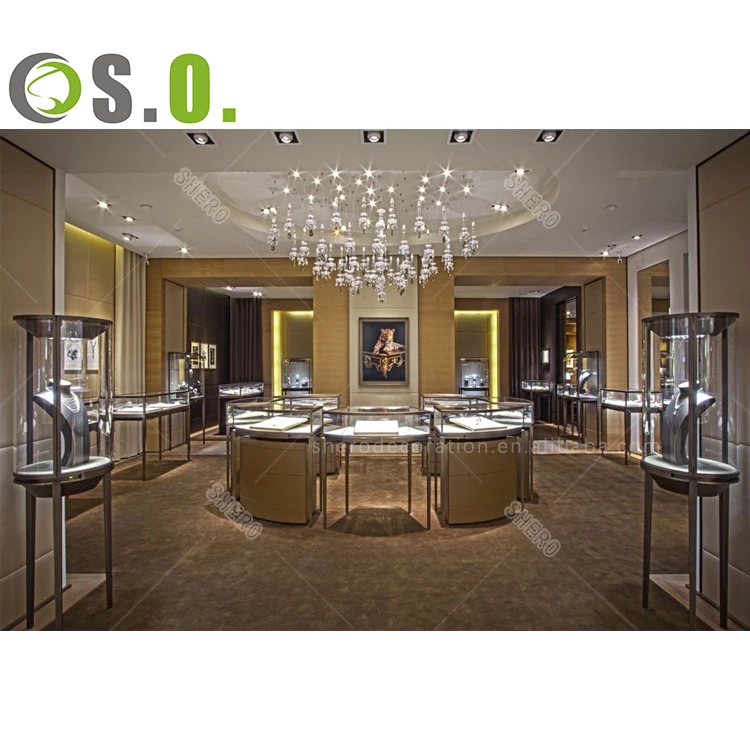 ODM jewelry display showcase with mirror cabinet for shop