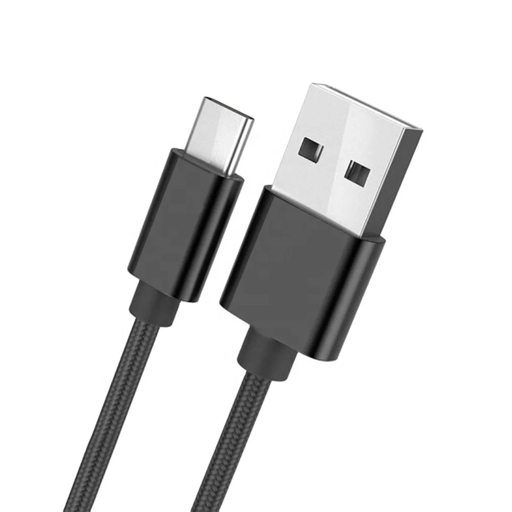 China Factory USB Charger Cable For Samsung Galaxy S8 Plus,2M/6.6FT Strong Nylon Braided Material Type-C Cable Black