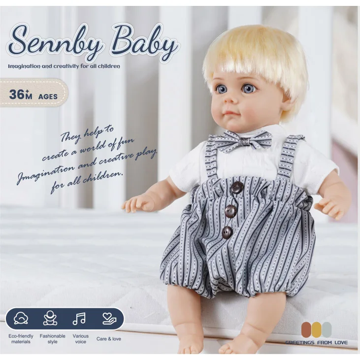 36CM  Doll Reborn Asleep Lifelike Soft Touch Cuddly Baby 3D Skin Art Doll 14-inch